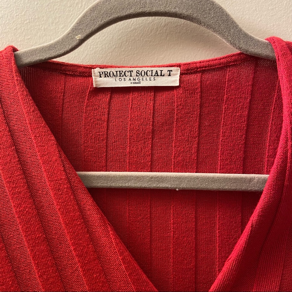 Project Social T Red Ribbed Long Sleeve - Picture 3 of 3